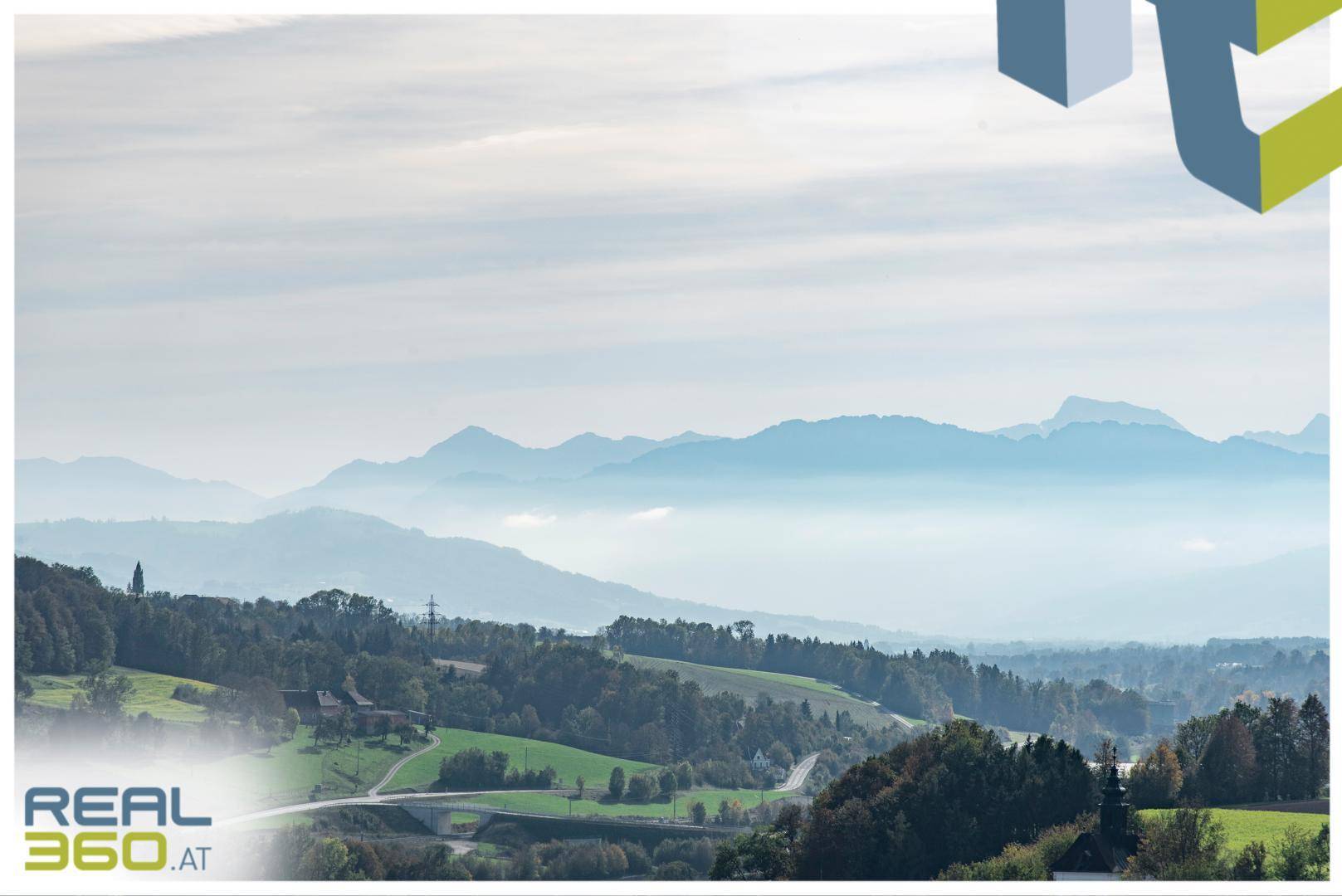 Blick Richtung Süden ins Alpenvorland