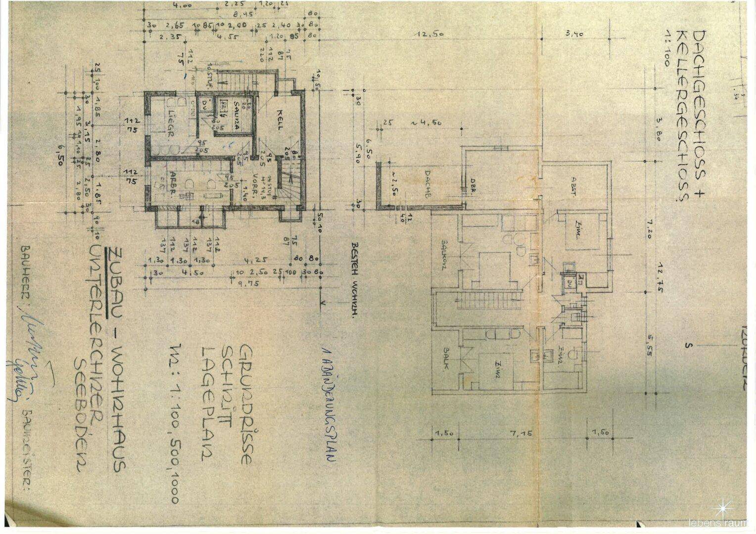 Plan Dachgeschoss und Keller.