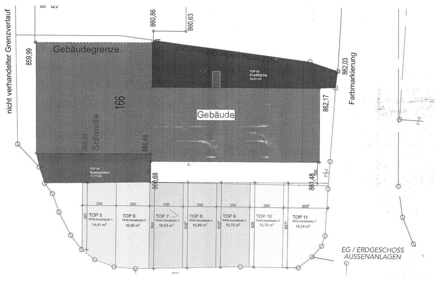 Plan Gebäude und Grundstück