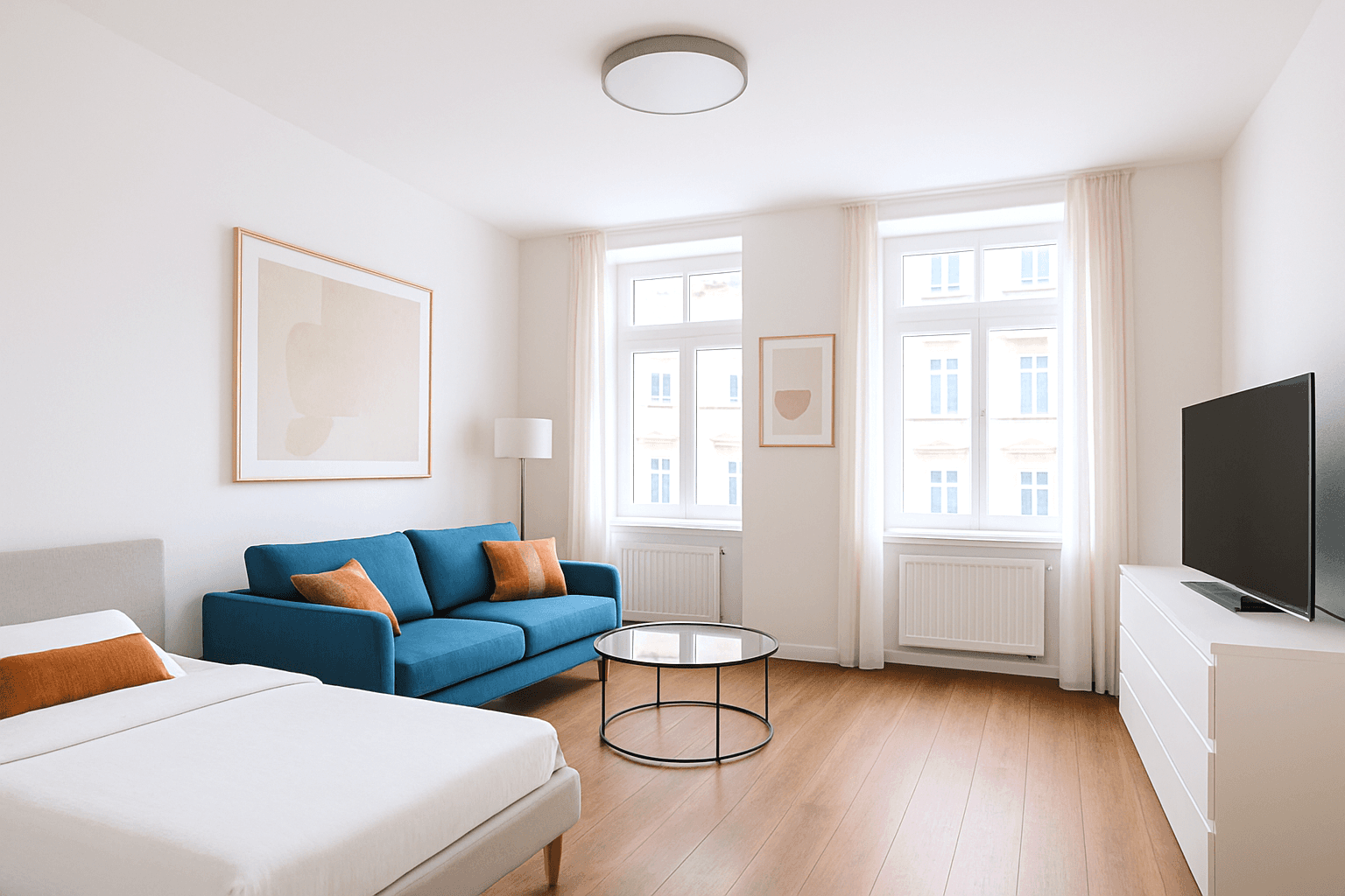 Wohn- und Schlafzimmer Garconniere 1 Zimmer straßenseitig