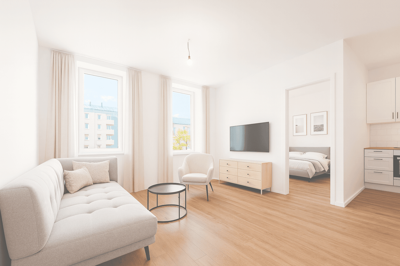 Wohnzimmer 4-Zimmer-Wohnung hofseitig (Rendering)