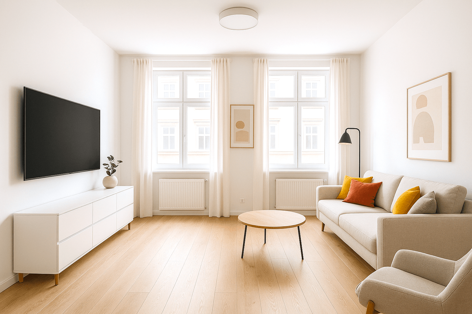 Wohnzimmer 2- und 3-Zimmer-Wohnung straßenseitig