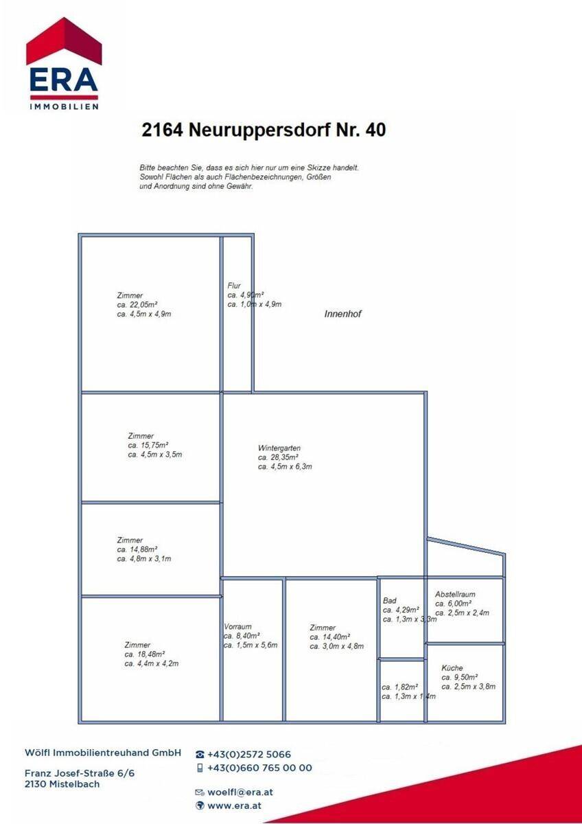 Grundriss des Anwesens mit detaillierter Raumaufteilung und Flächenangaben für eine bessere Übersicht.