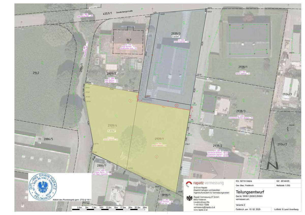 Teilungsplan Luftbild GSTNr. 2939/4