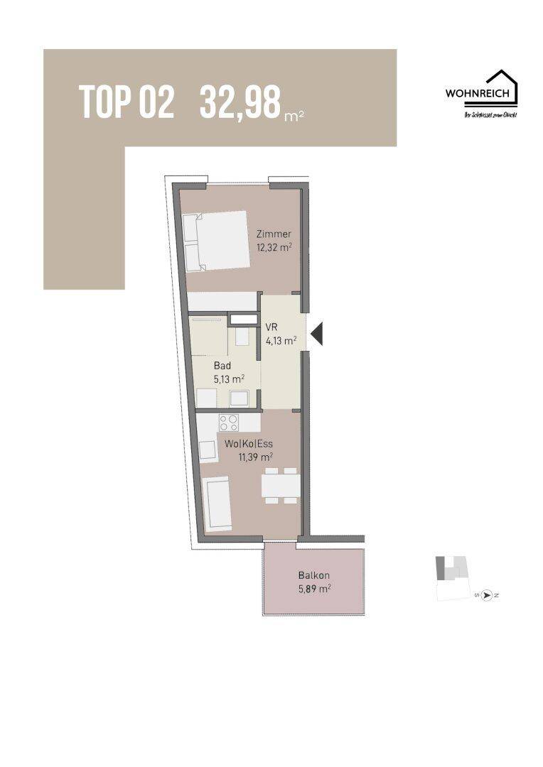 Optimal aufgeteilte 2 Zimmer Anlegerwohnung mit Balkon – pohled 5
