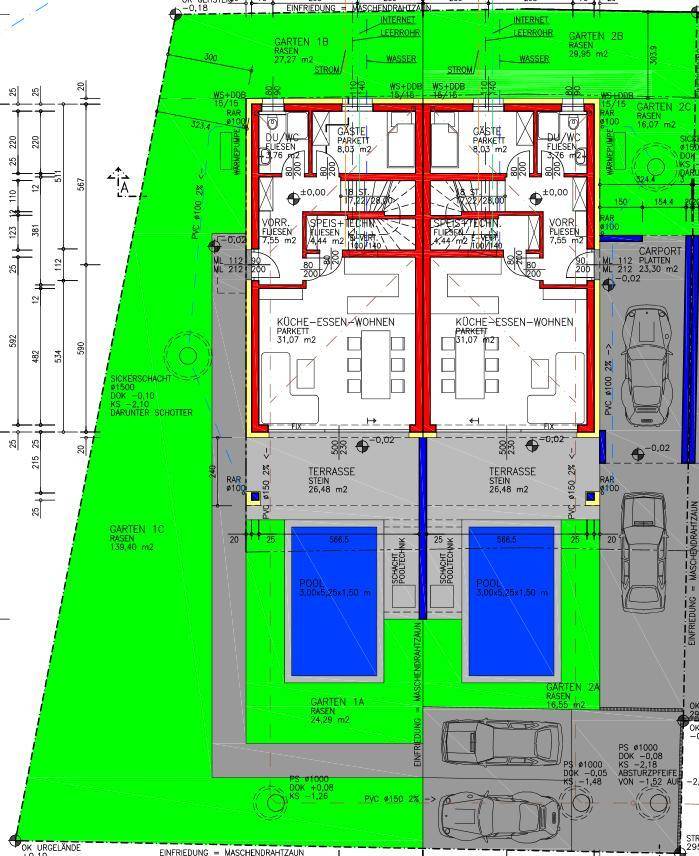 Grundrissplan EG Haus 1+2