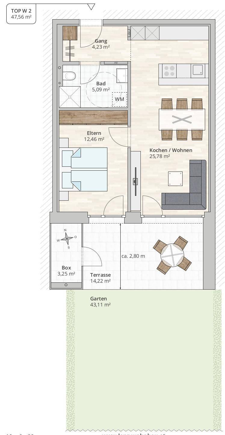 2-Zimmer-Gartenwohnung (TOP 7) in Rankweil, Vorderlandstraße – pohled 3