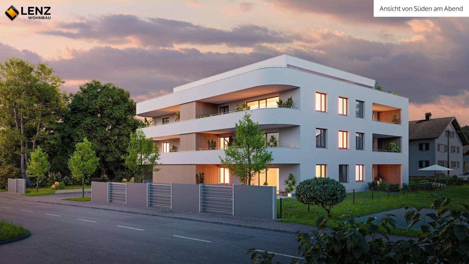 Ansicht von Süden am Abend