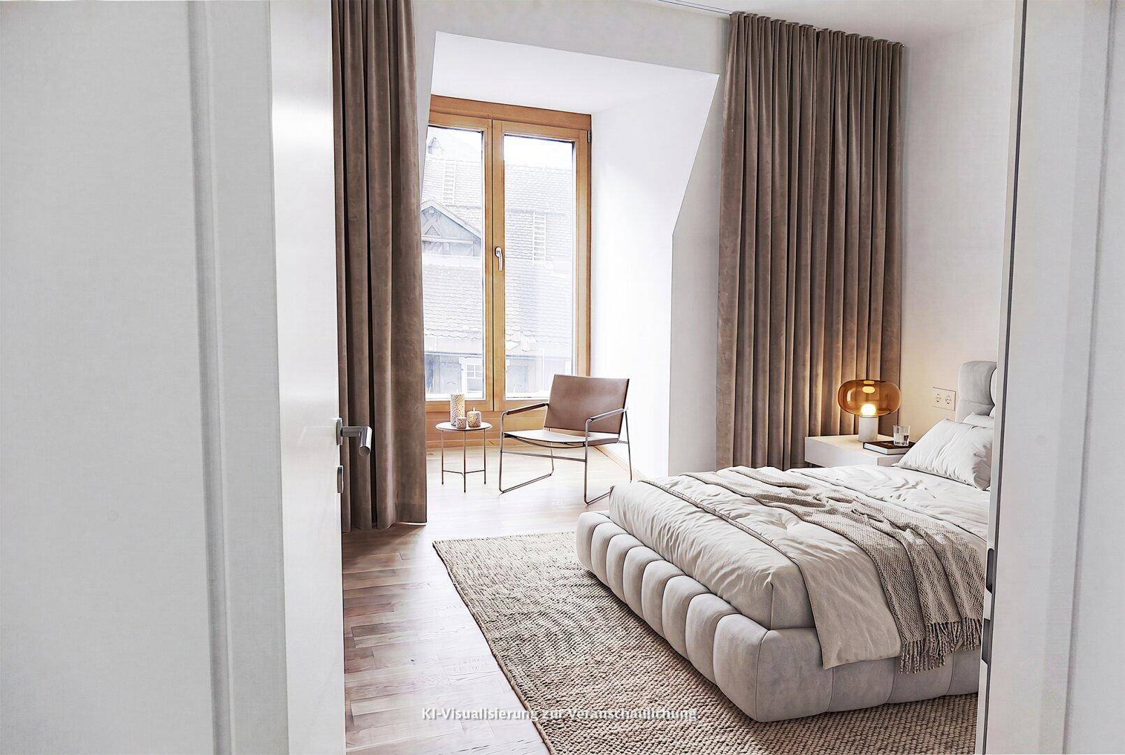 Geräumiges Schlafzimmer mit Balkonzugang