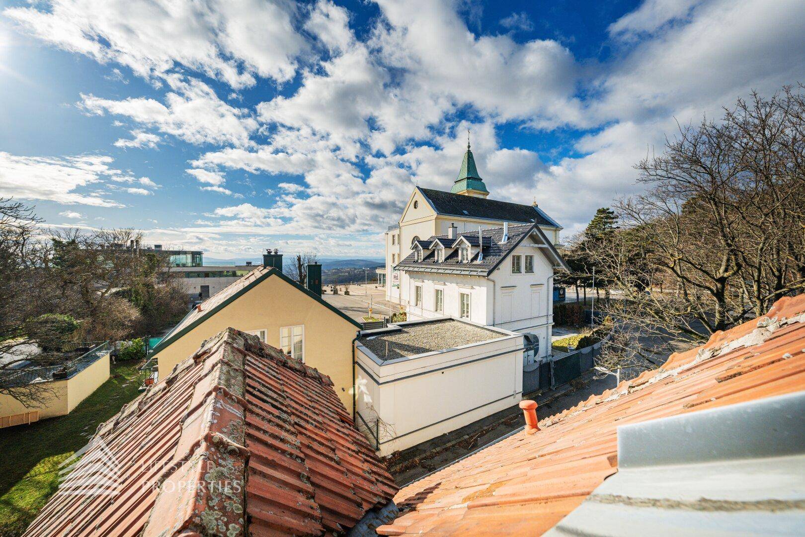 Eingangsbereich mit Steinfliesenboden und rustikaler Steintreppe.