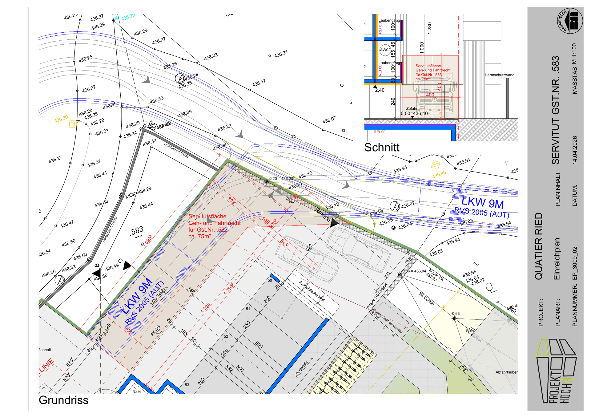 Detaillierter Lageplan des Quartiers Ried mit Grundstücksgrenzen und Zufahrten.