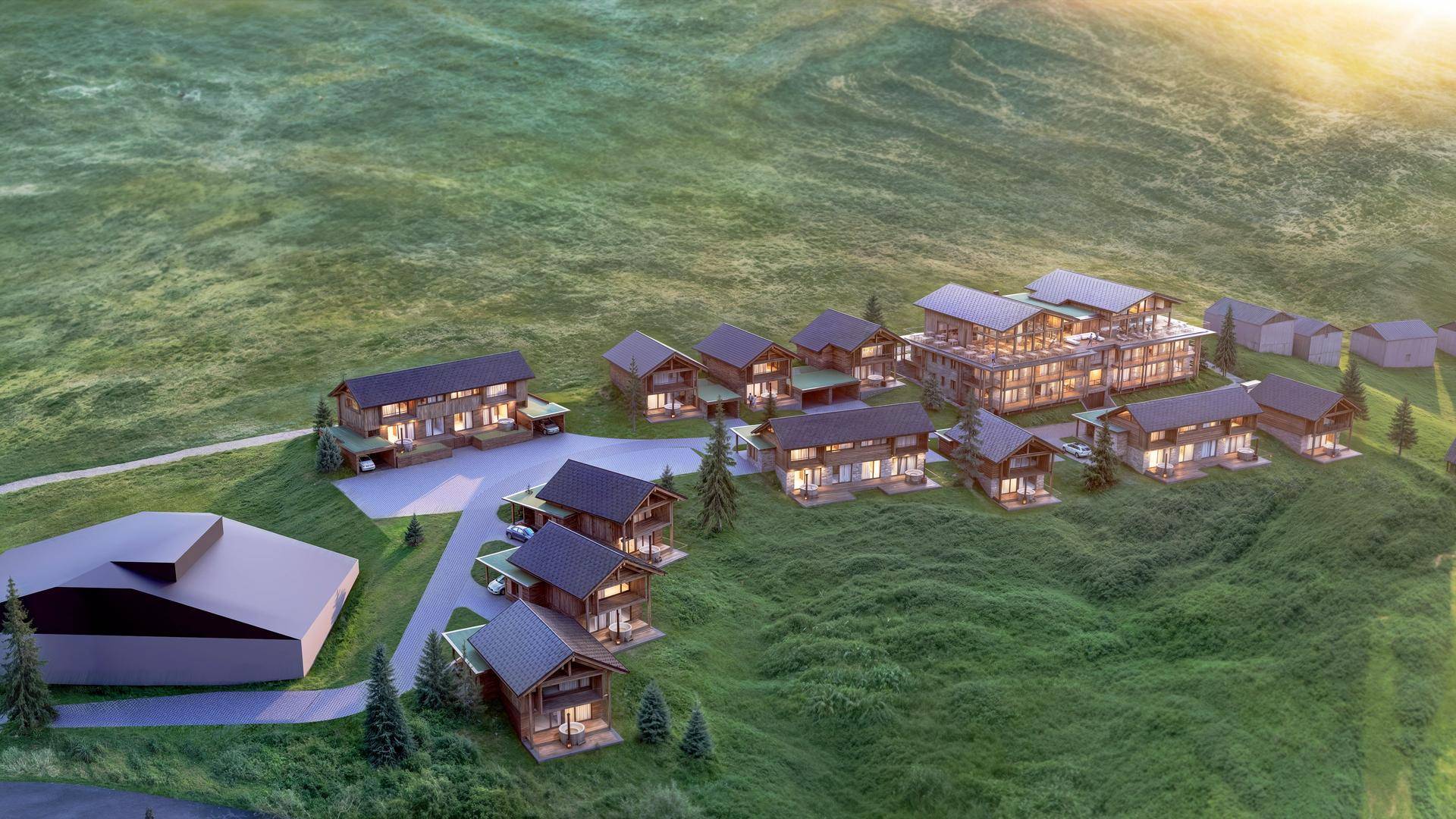 Blick über das gesamte Chaletdorf