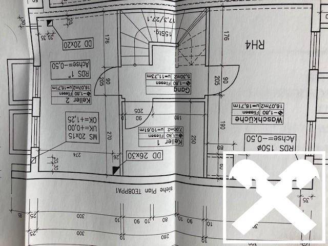 Grundriss des Untergeschosses mit Kellerräumen und Waschküche.