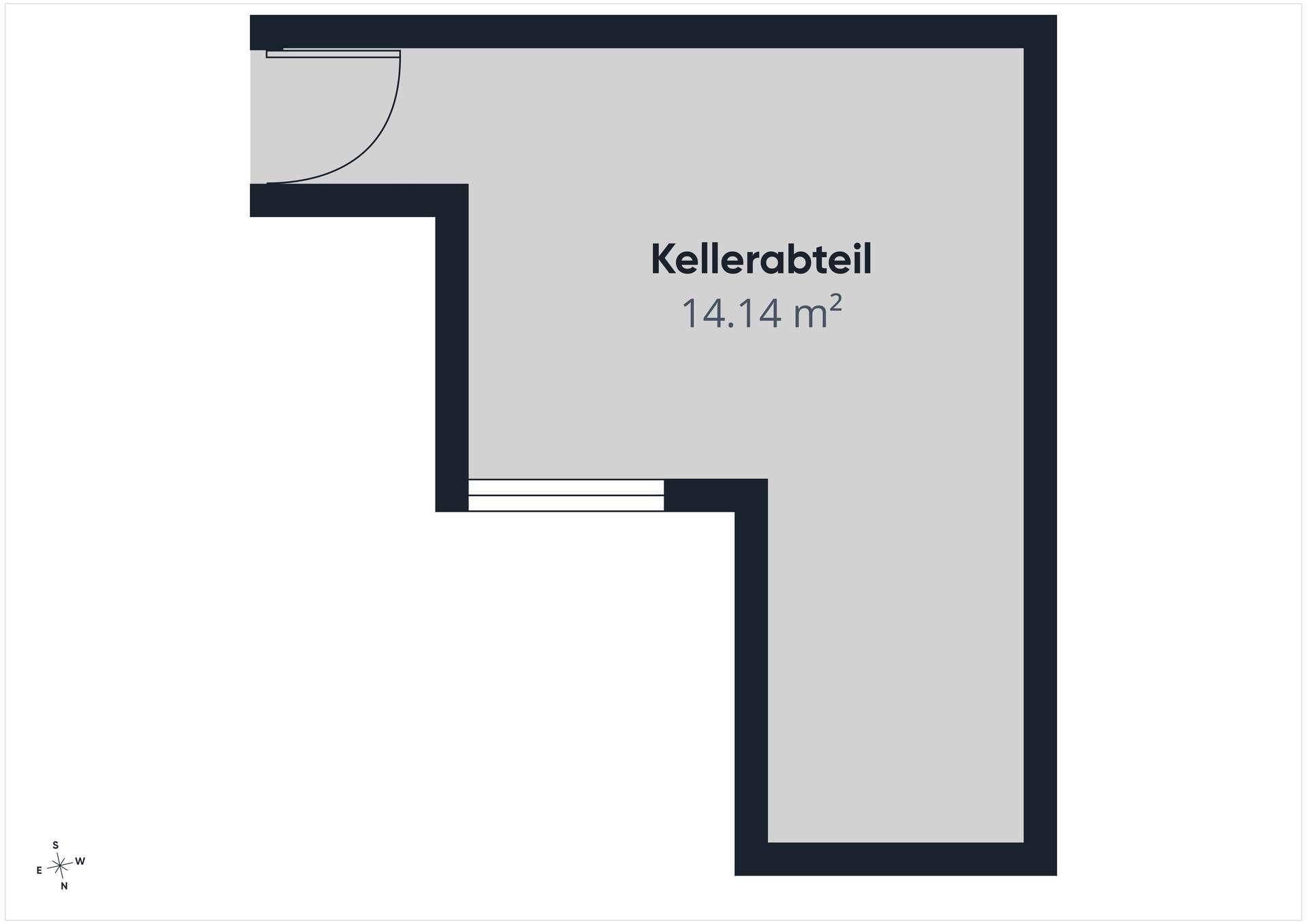 Grundriss eines Kellerabteils mit 14.14 m² Nutzfläche.