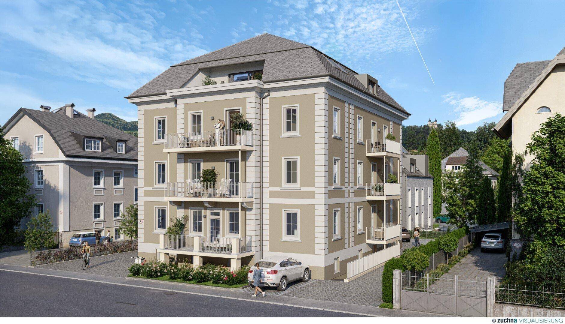 Ansicht - Großes 2 Zimmer LOFT mit Galerie & Traumterrasse und Aufzug in generalsanierter Ceconi-Villa Kauf Elisabeth-Vorstadt Salzburg