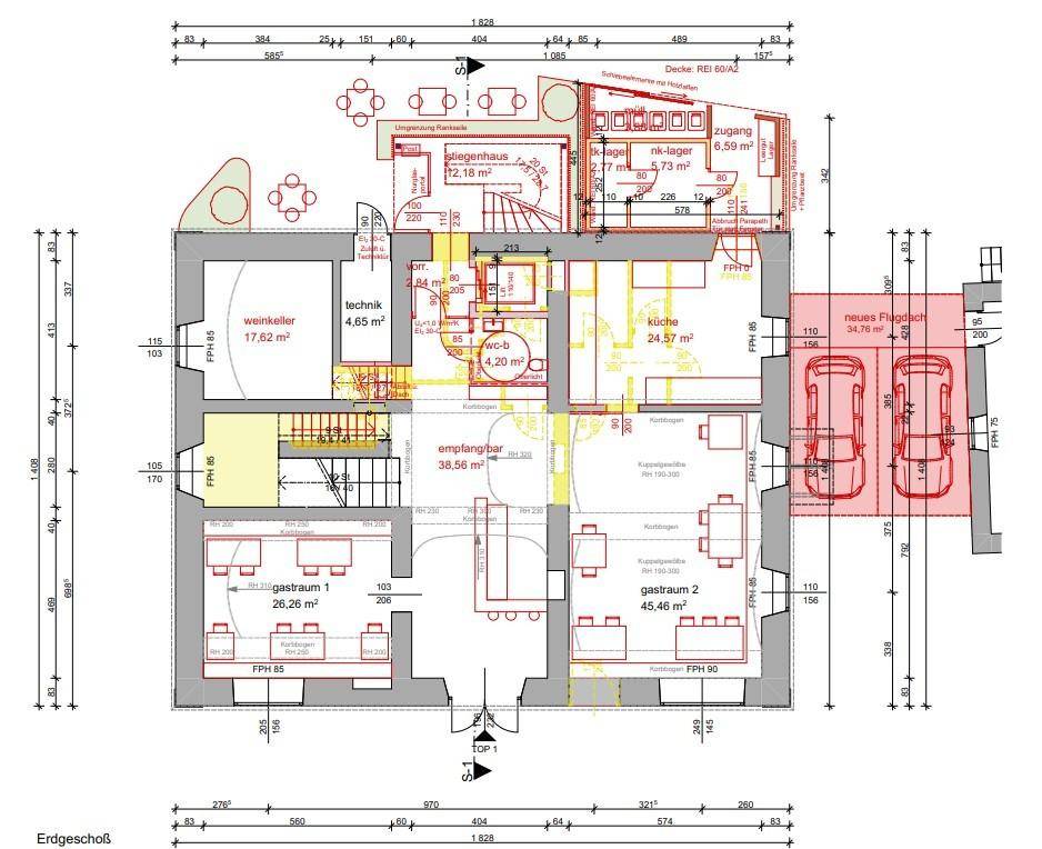 Grundriss EG Empfang Gastraum