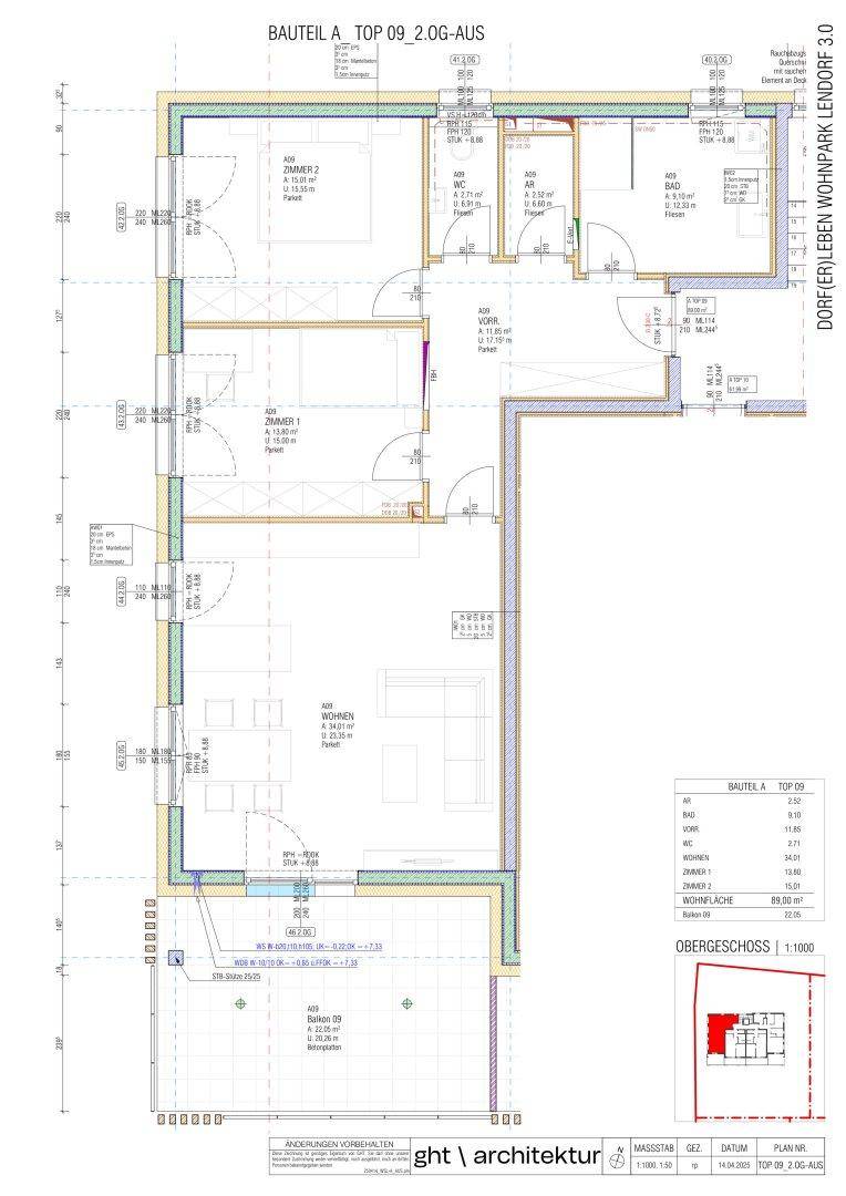 Technischer Grundriss einer Wohnung mit detaillierten Maßen und Wandstrukturen.
