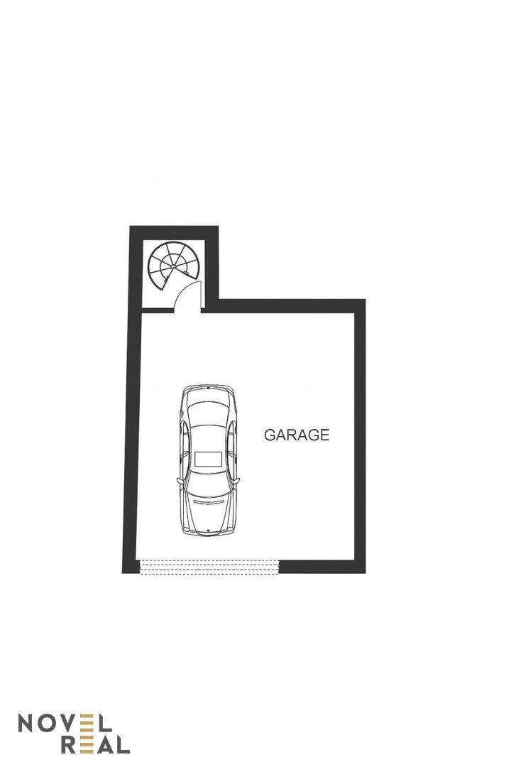 Grundriss der Garage mit Stellplatz für ein Fahrzeug.