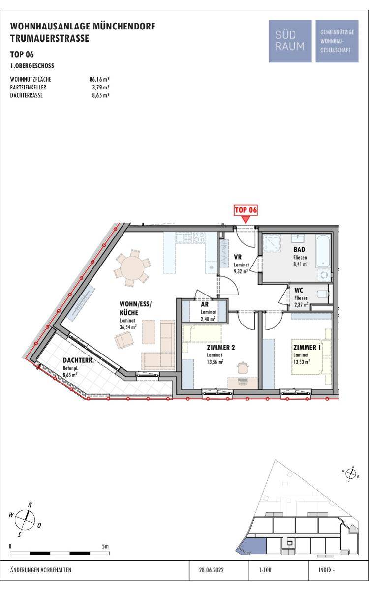 3-Zimmerwohnung im 1.Obergeschoß mit Dachterrasse - Ansicht 2