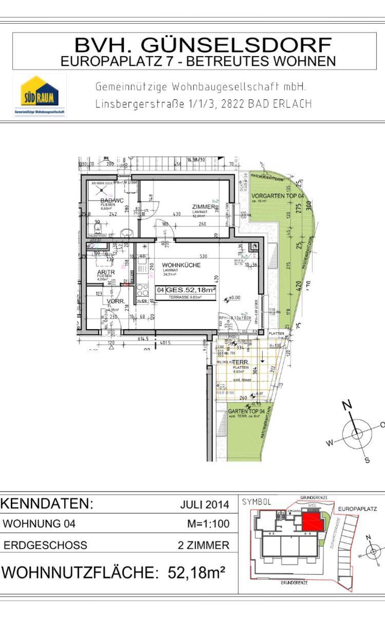 Betreubares Wohnen: 2-Zimmerwohnung im EG mit Terrasse - Ansicht 2