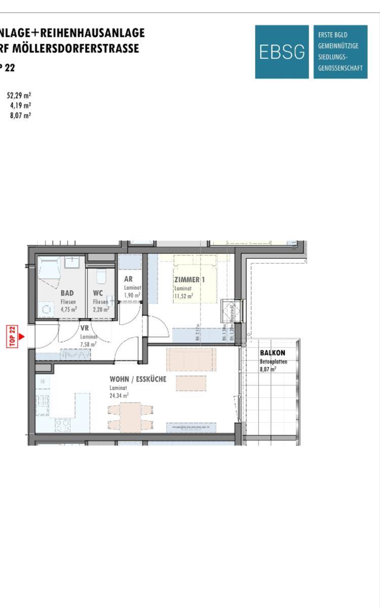 Schöne 2-Zimmerdachgeschoßwohnung mit Balkon - Ansicht 3
