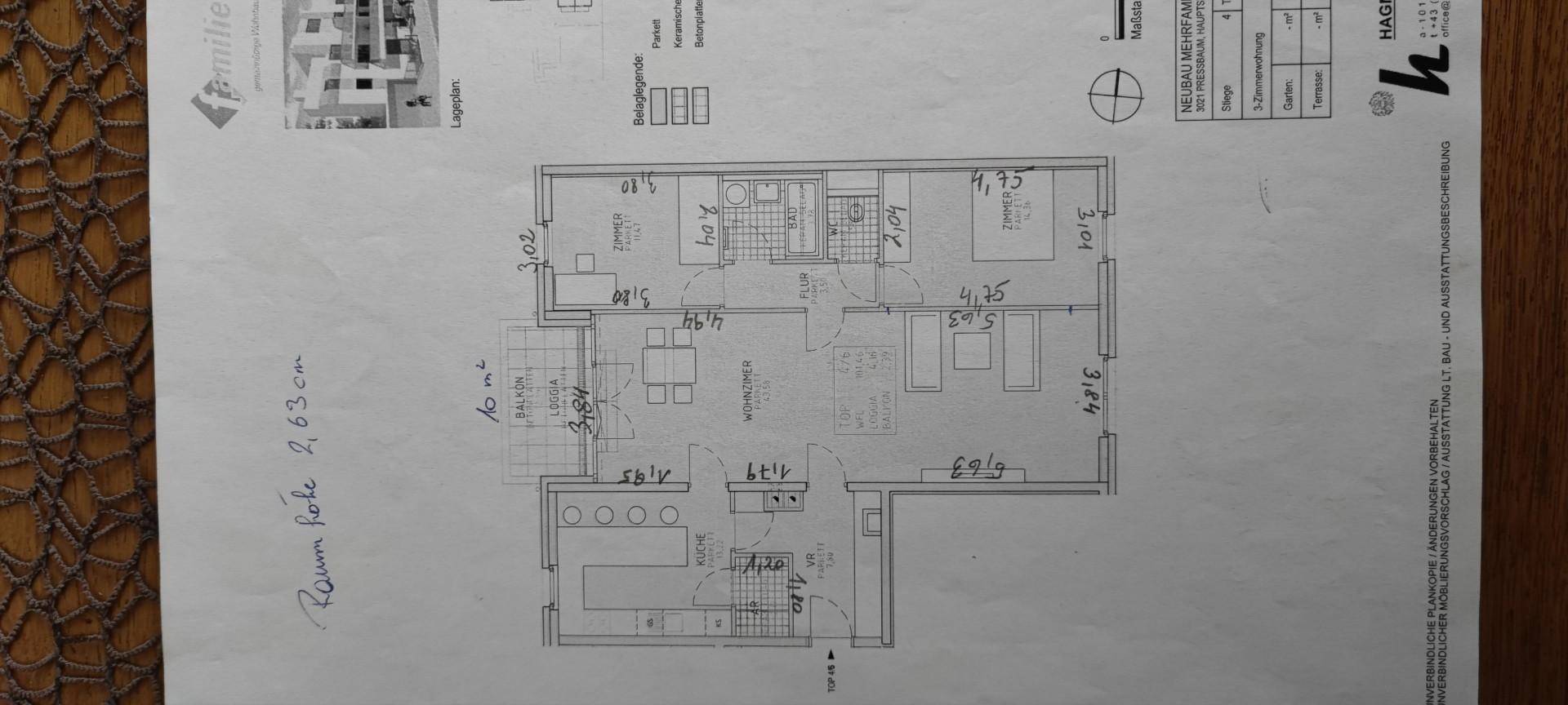 Plan mit Maßangaben