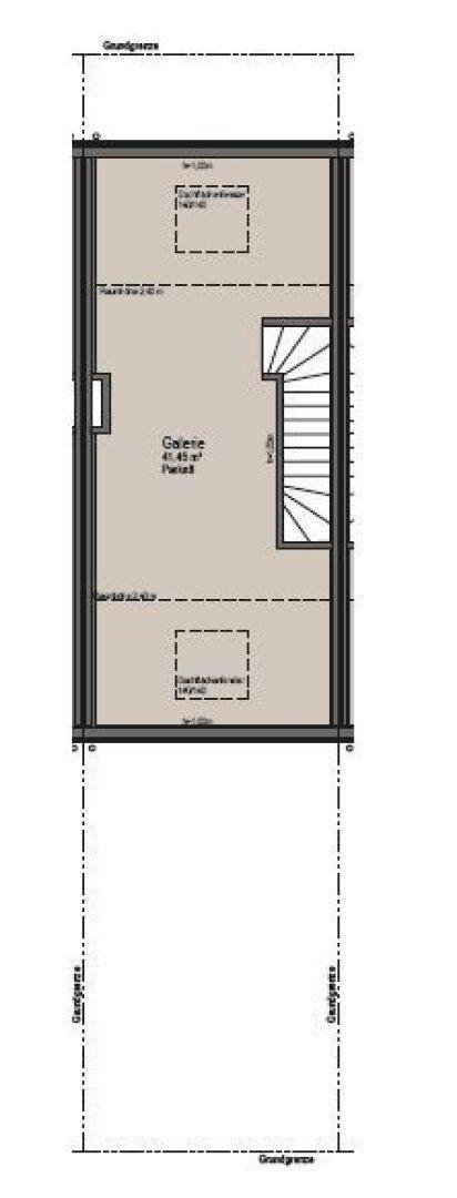 Grundriss des Dachgeschosses mit Galerie und Dachschrägen.