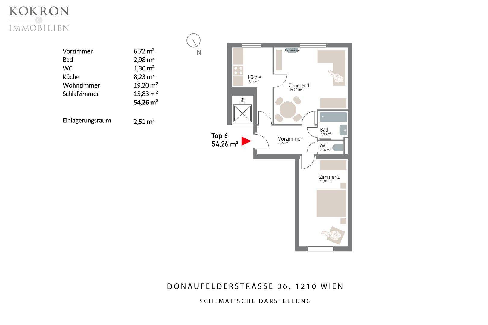 Grundriss Top 6, Schematische Darstellung