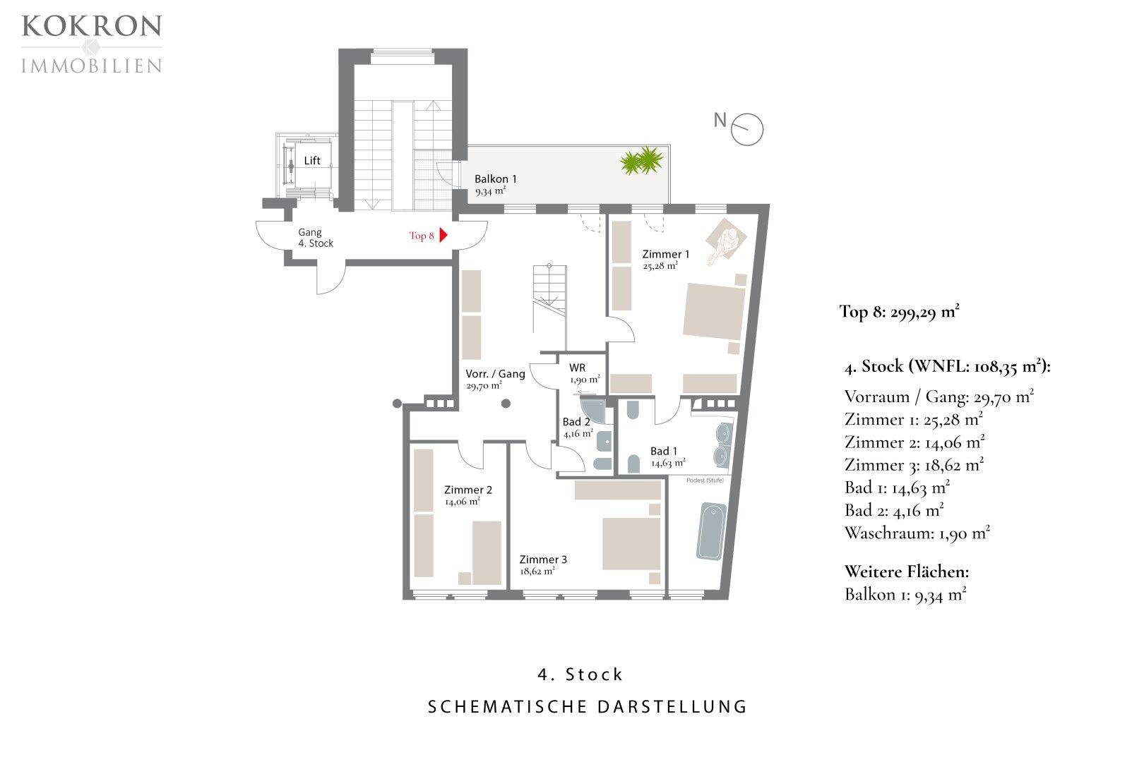 4. Obergeschoss, schematische Darstellung