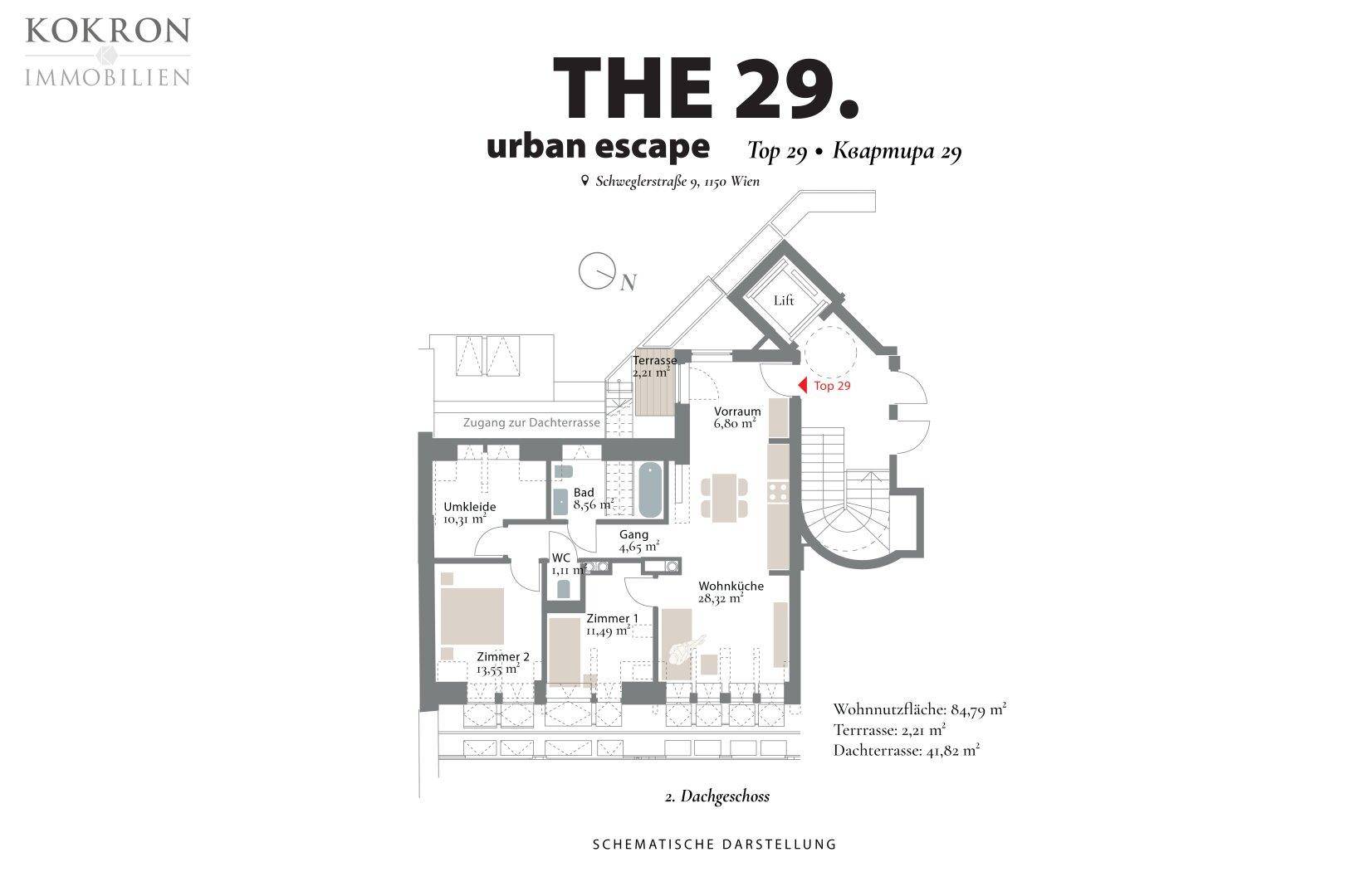 Grundriss, Top 29, Schematische Darstellung