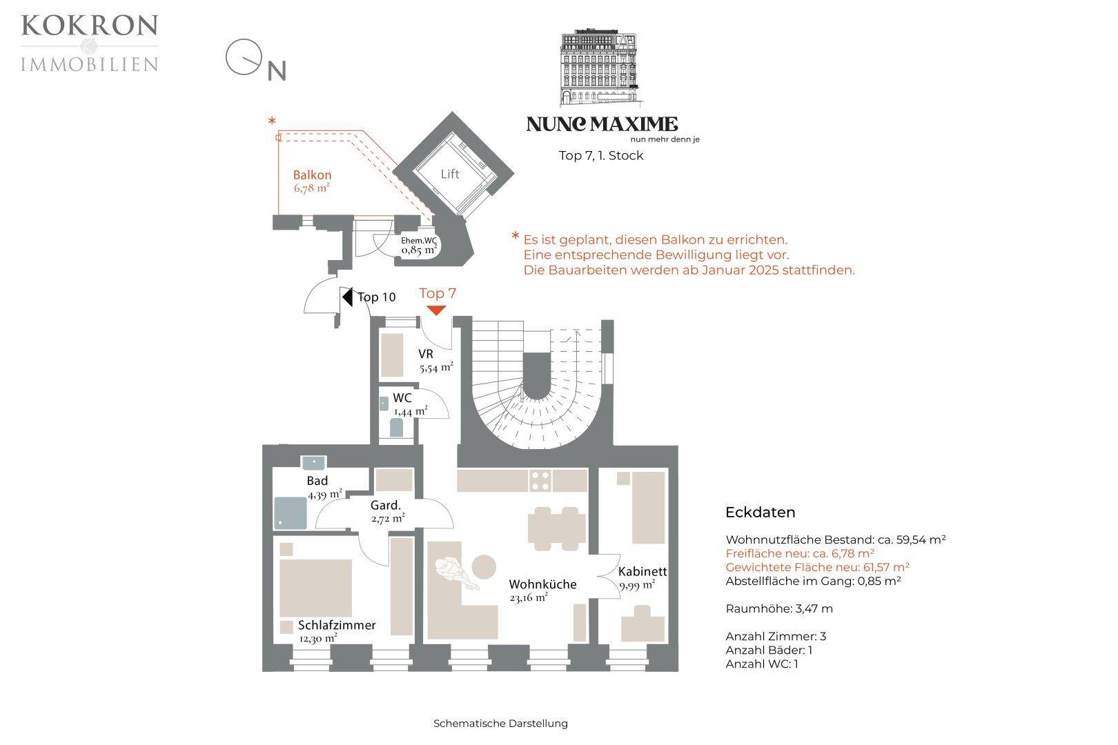 Grundriss, Top 7, Schematische Darstellung