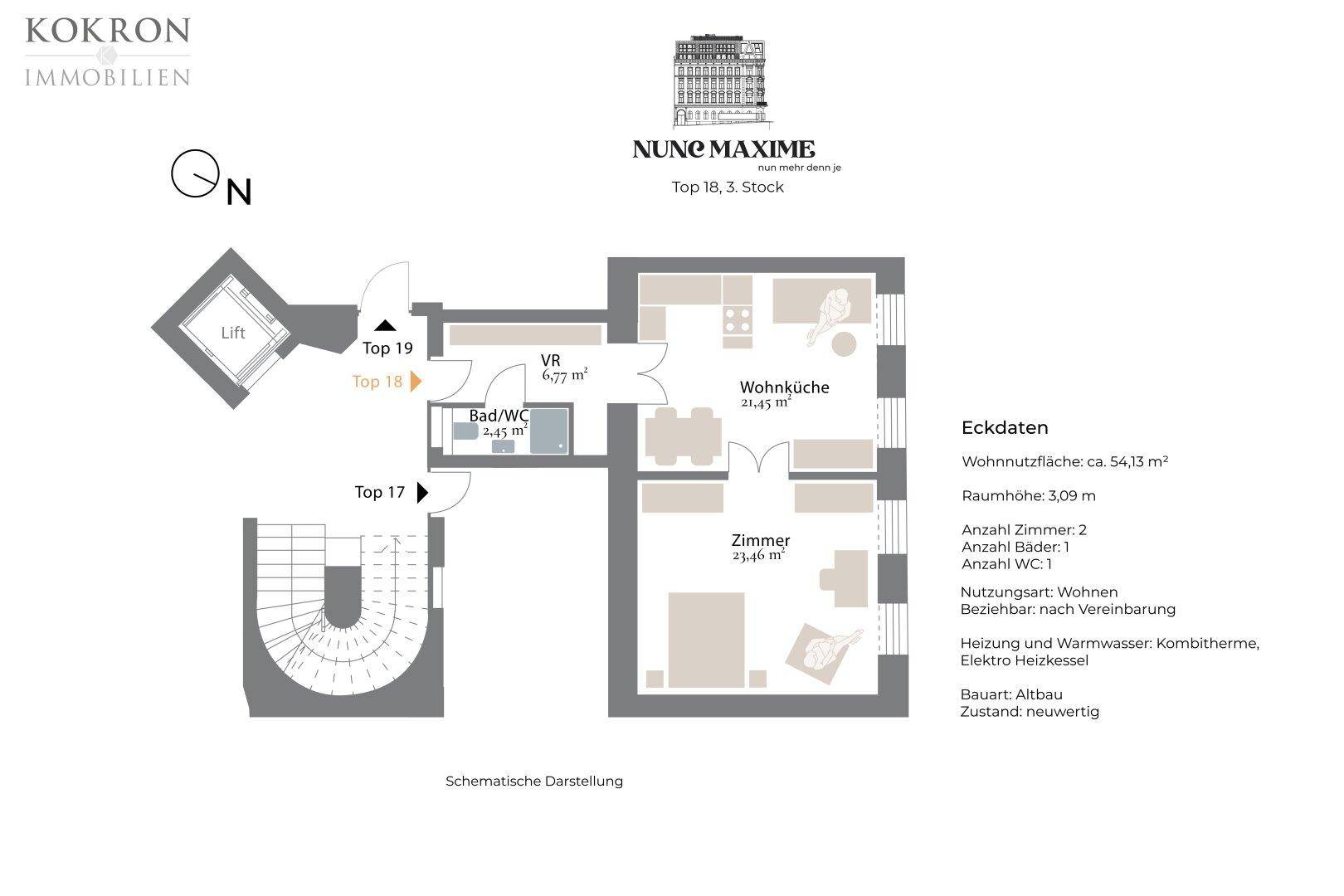 Grundriss, Top 18, Schematische Darstellung