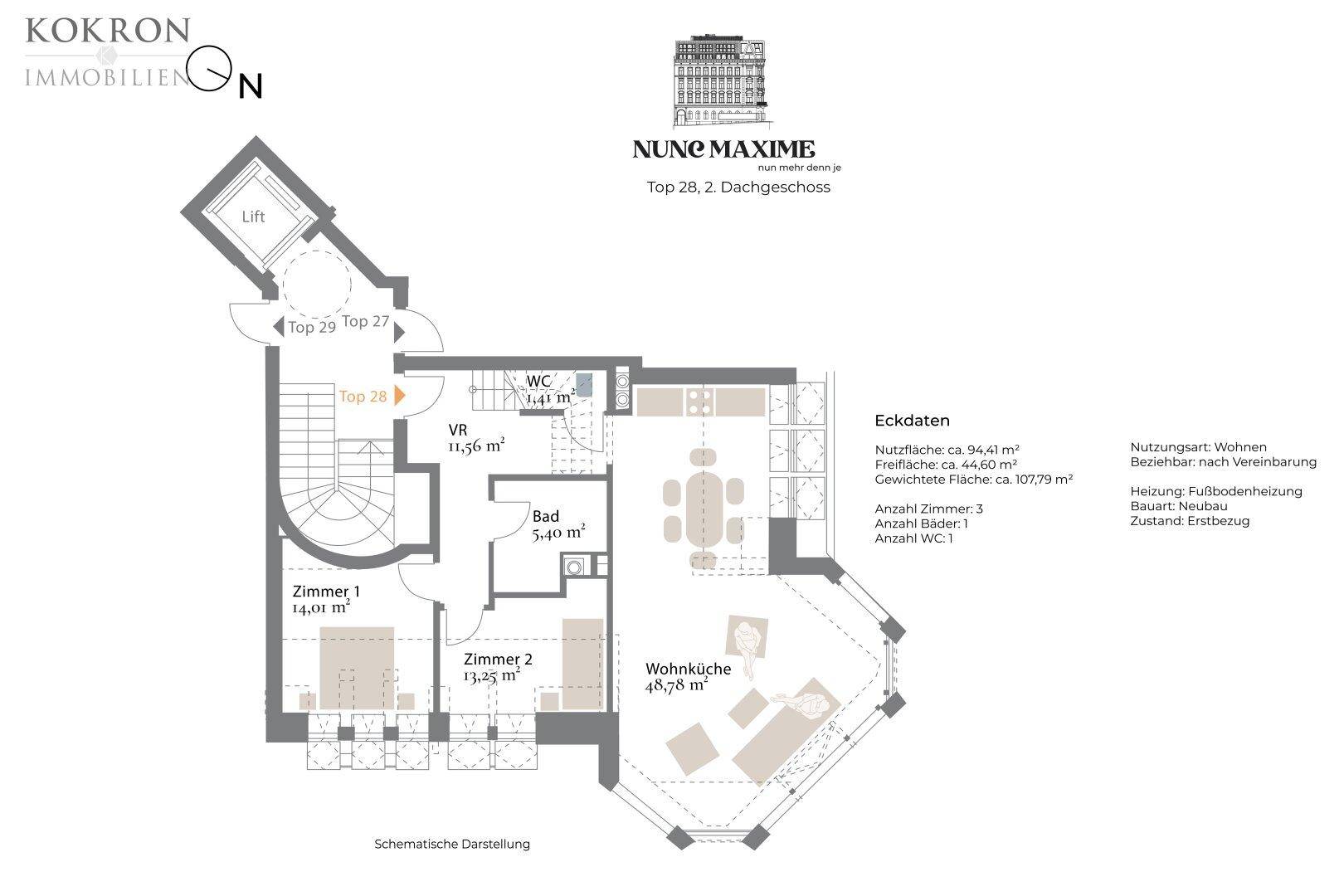 Grundriss, Top 28, Schematische Darstellung