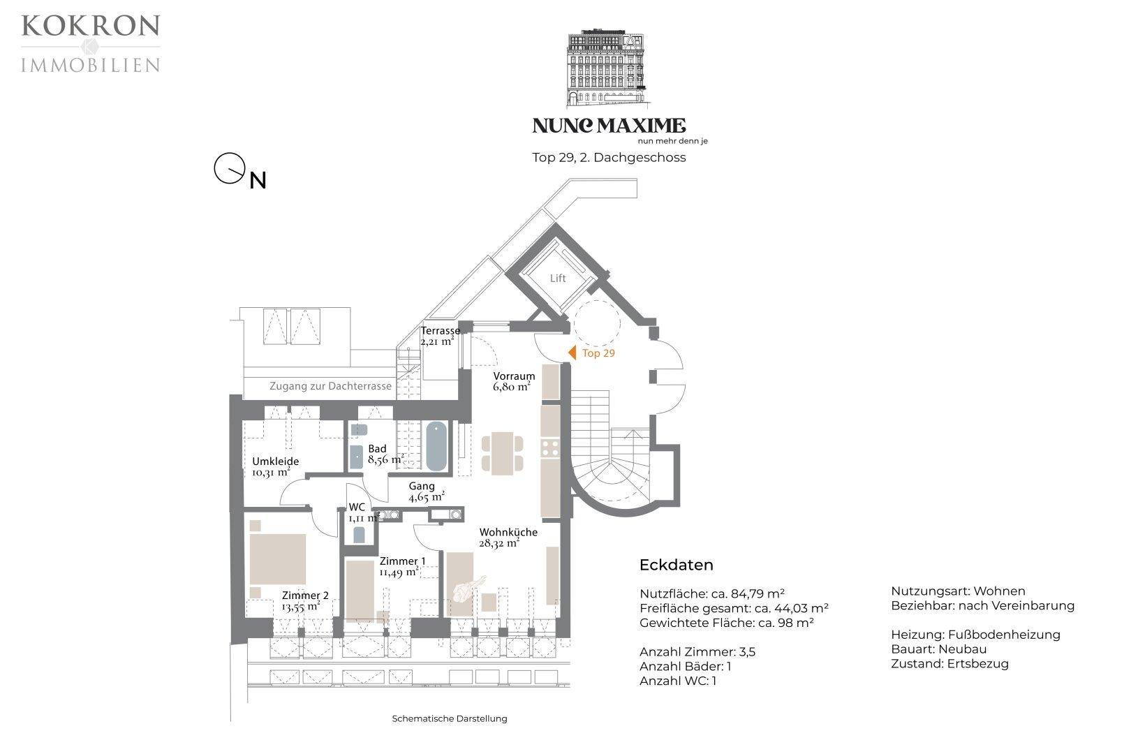 Grundriss, Top 29, Schematische Darstellung