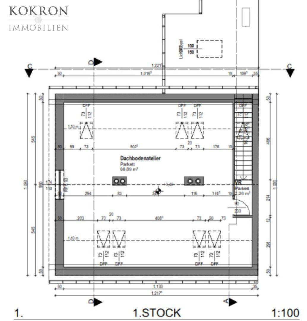 Grundriss Dachgeschoss/Atelier