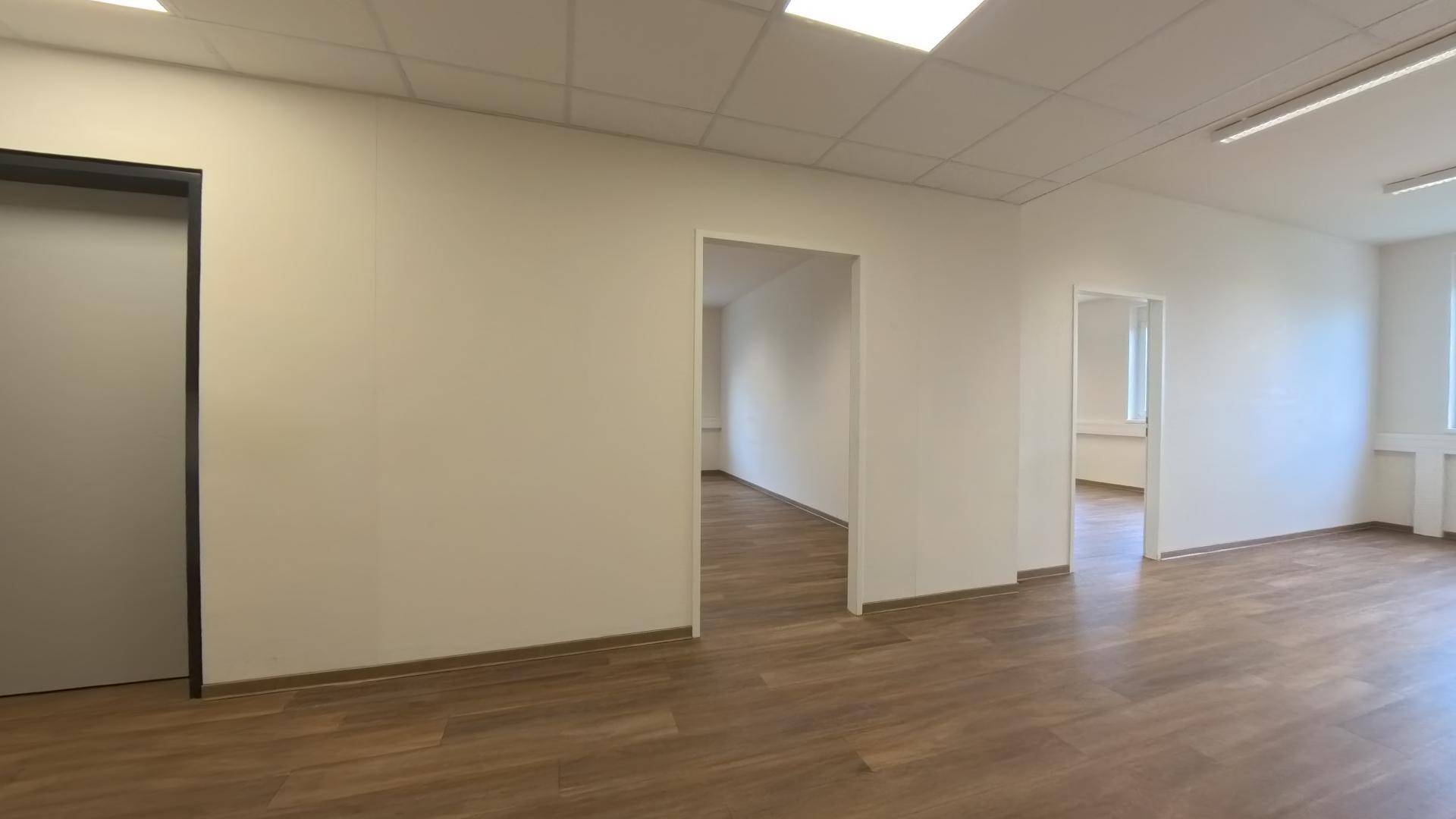 Geräumiger Flur mit Laminatboden und offenen Durchgängen zu angrenzenden Räumen.