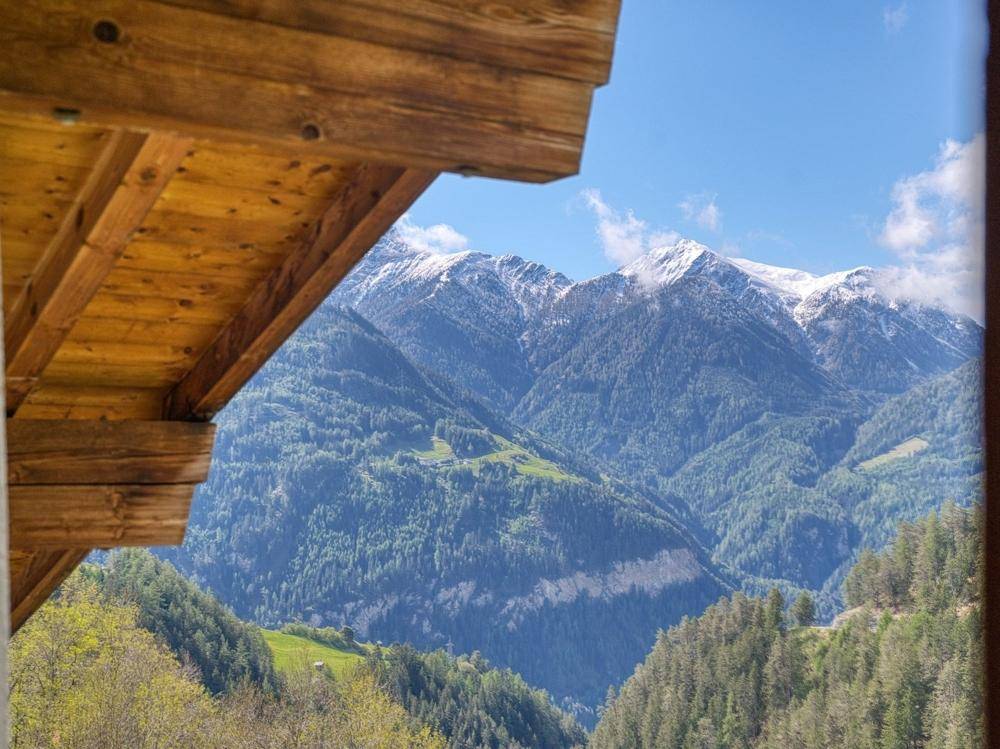 Spektakulärer Blick auf die majestätischen, schneebedeckten Alpen und grüne Täler.