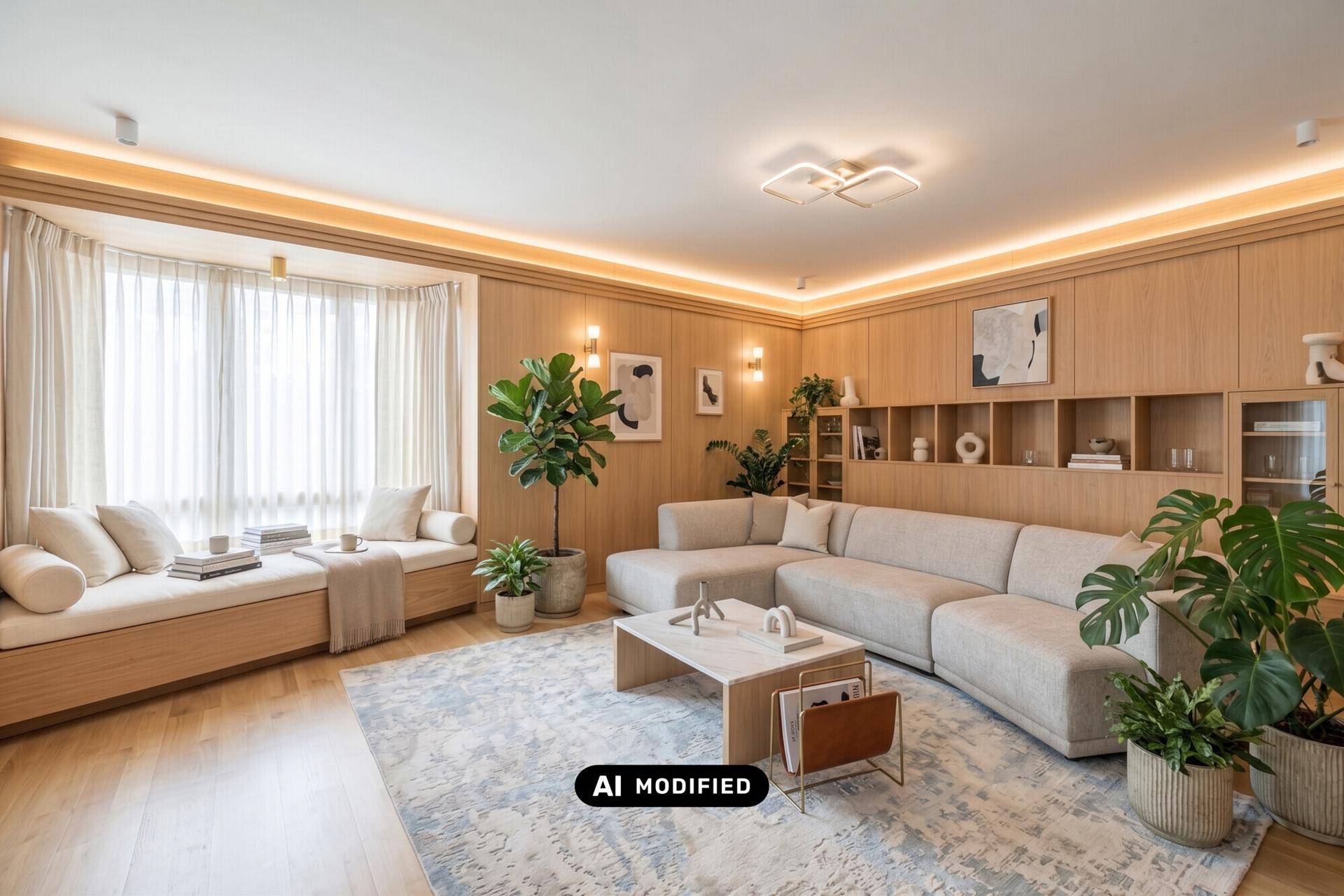 Einrichtungsvorschlag Wohnzimmer mit KI bearbeitet