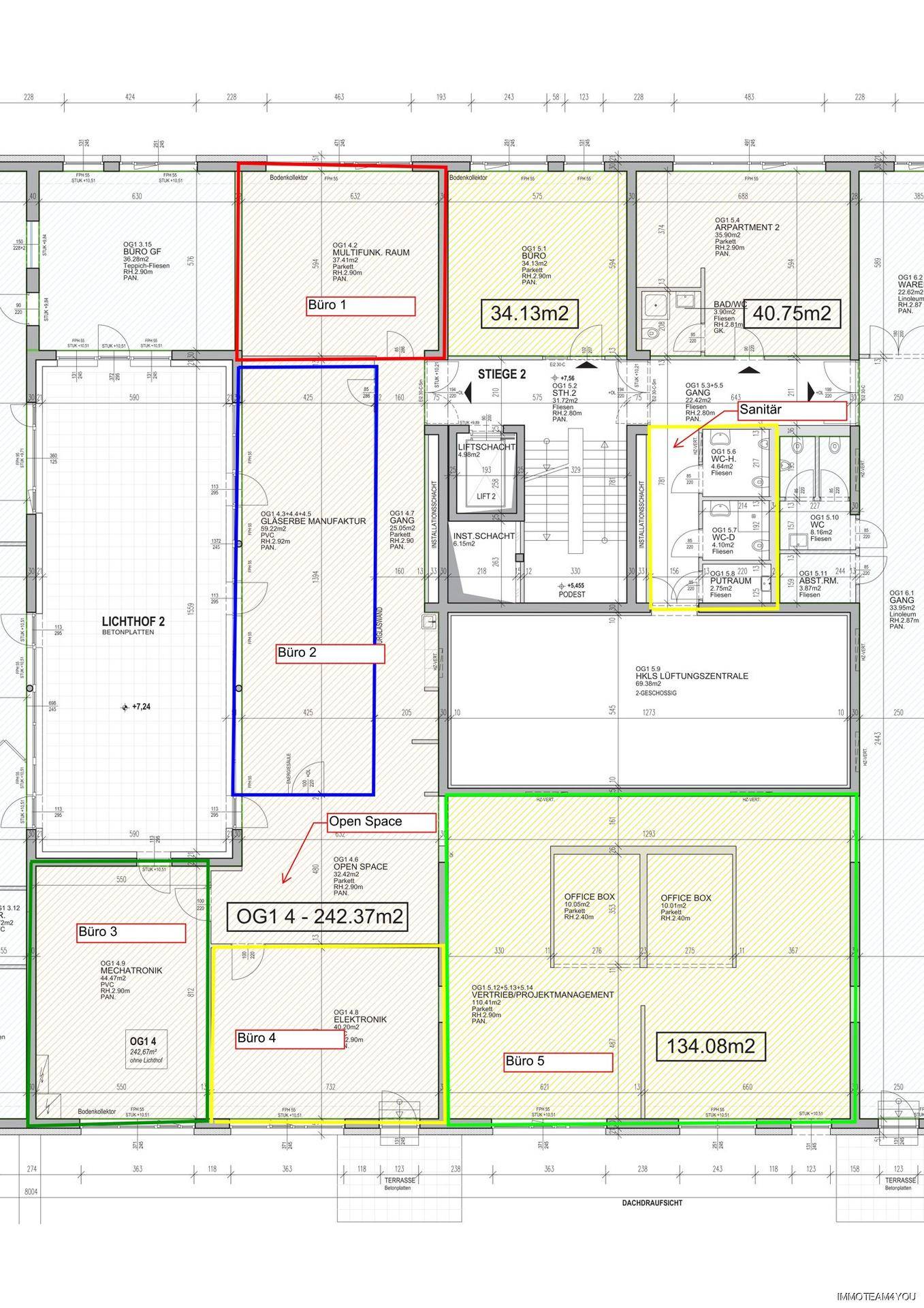 Plan OG1-4 Teilung