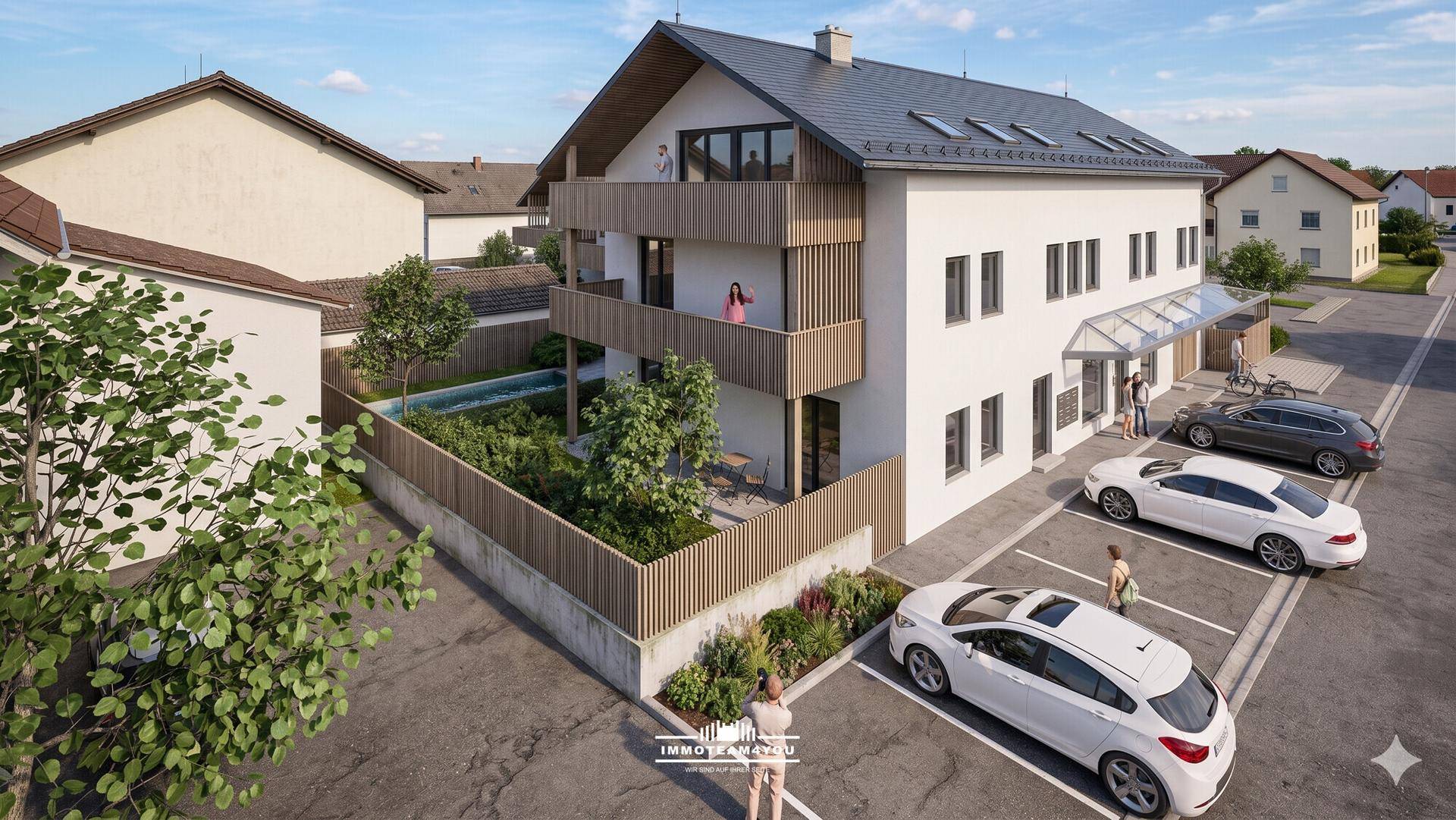 Konzept Ausbau Ist Variante 3-geschossig Blick vom Parkplatz 01