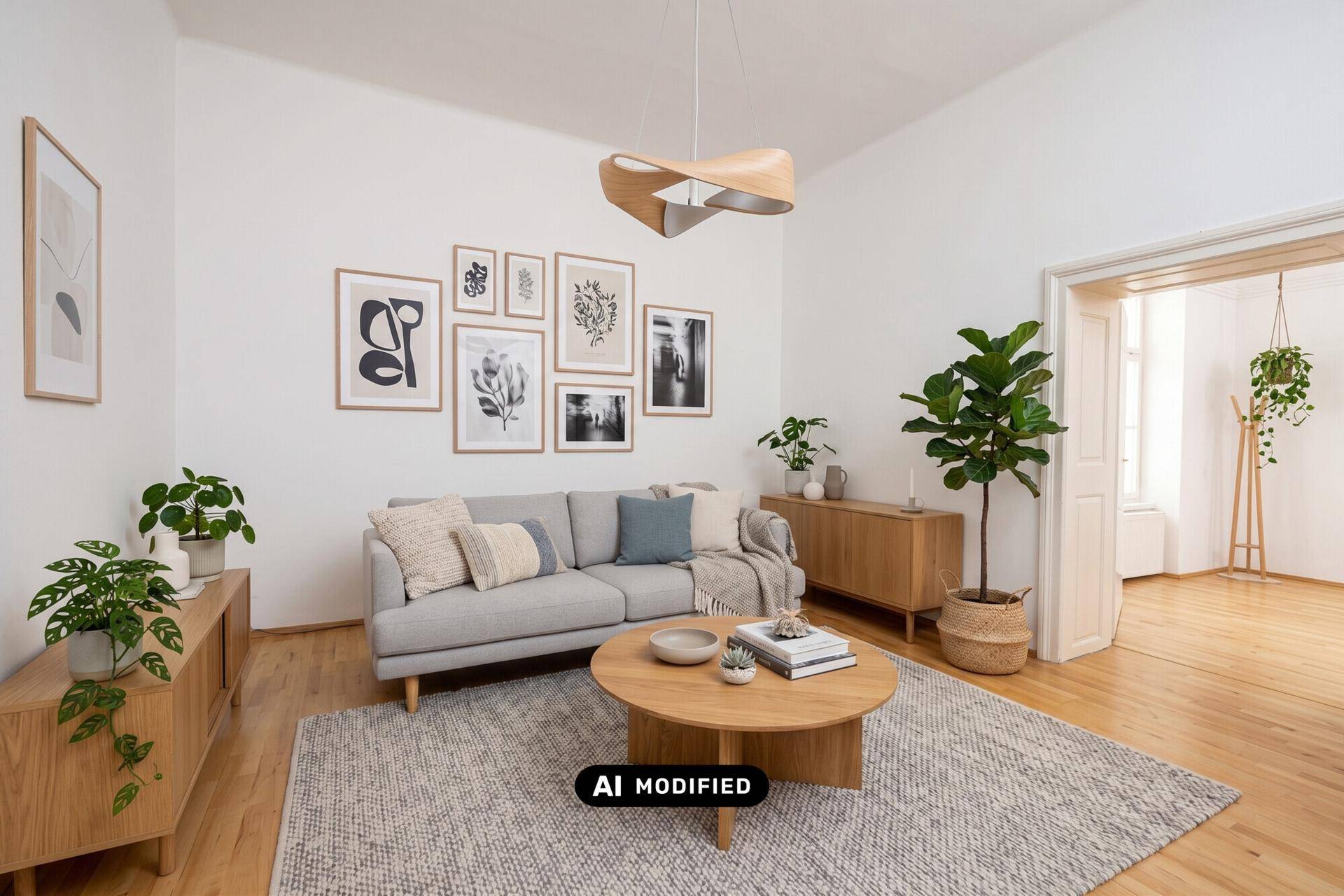 Wohnzimmer Gestaltungsvorschlag mit KI erstellt