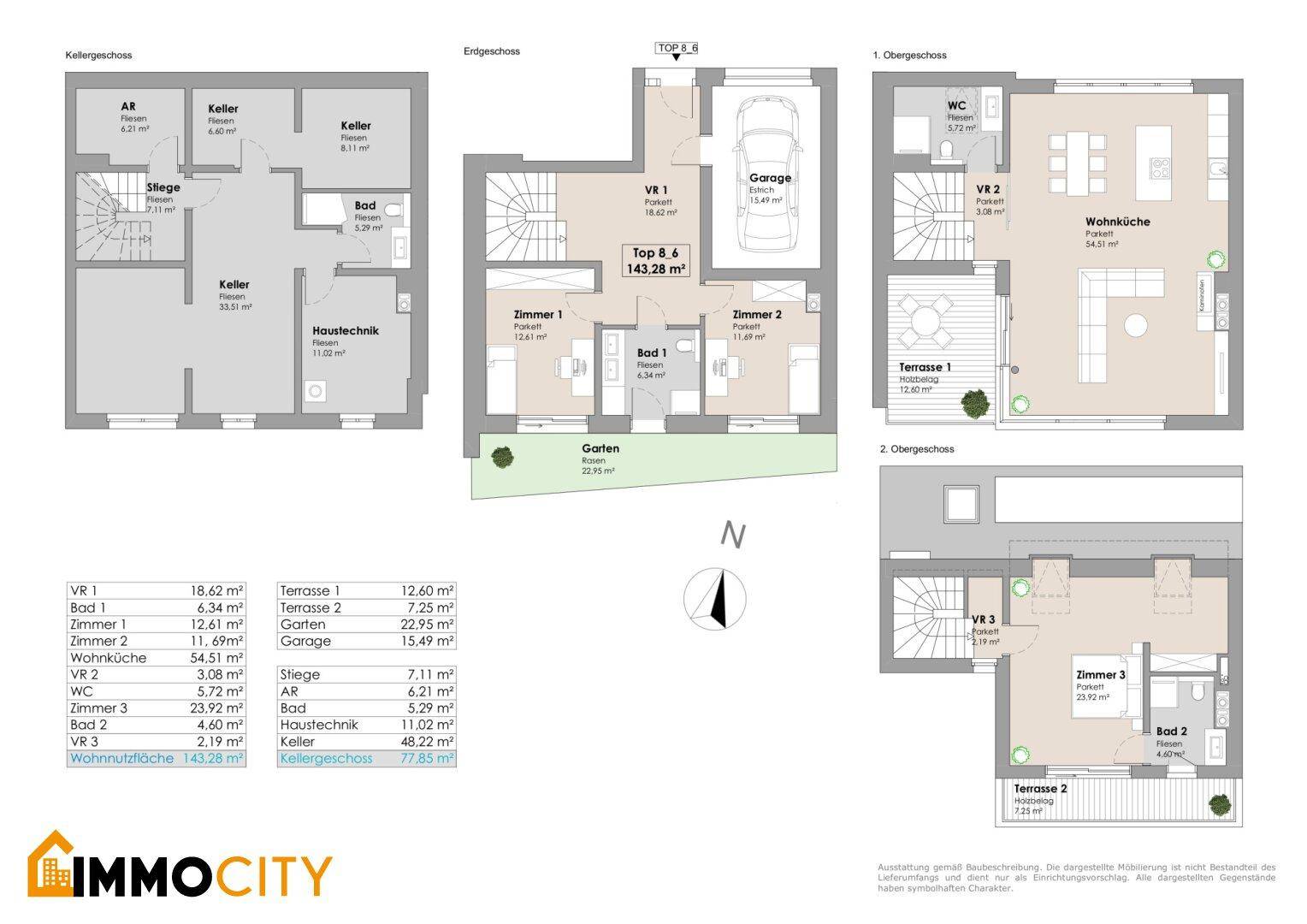 Exklusiver Familientraum! Sonniges 4-Zimmer Reihenhaus mit Garten+Terrasse+Keller+Garage - Още