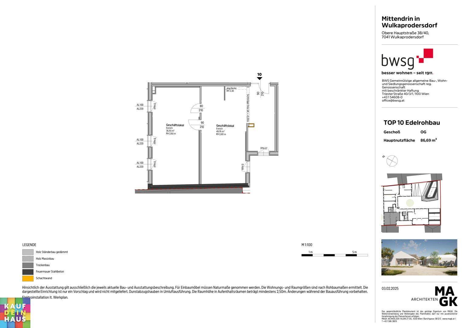Grundrissplan für eine Wohnung im Obergeschoss mit einer Hauptnutzfläche von 86,69 m².