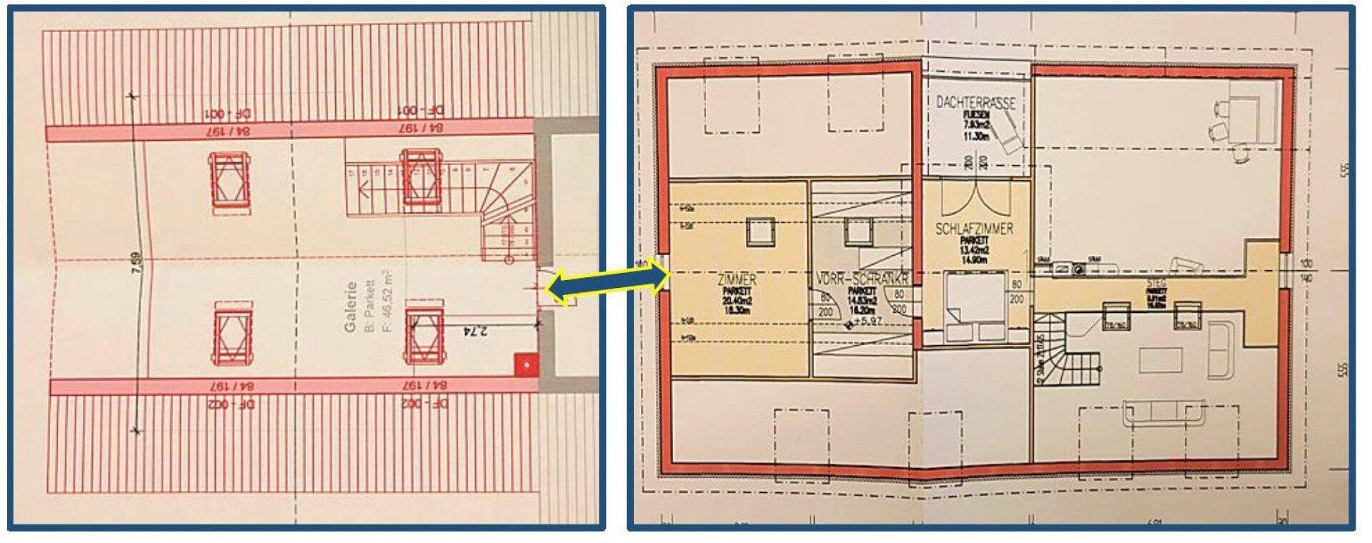 Grundrissplan - Dachgeschoss inkl. Zubau - ca. 104 m² Wnfl. / ca. 8 m² DG-Terrasse