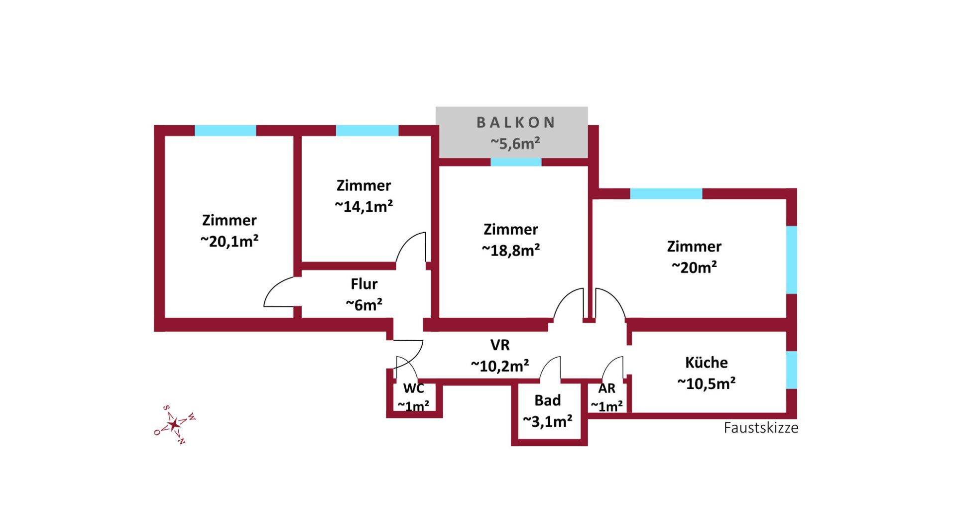 alternativ Plan 4 Zimmer