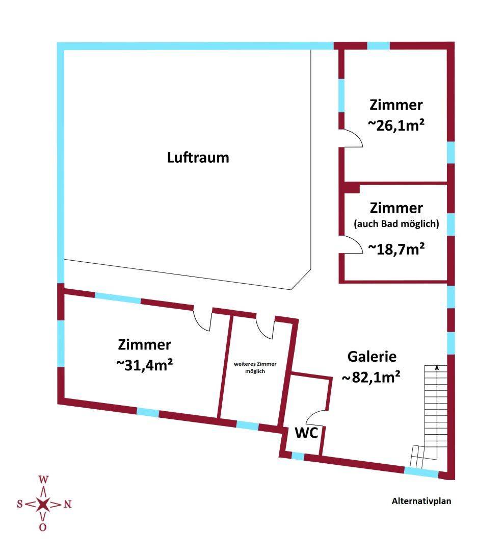 Obergeschoss Alternativplan