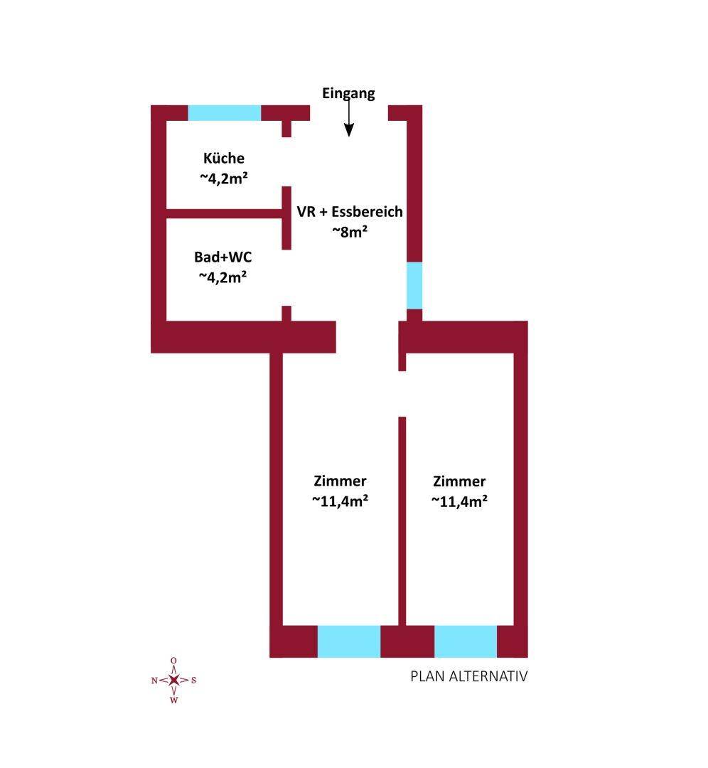 Alternativplan 2-Zimmer-Variante