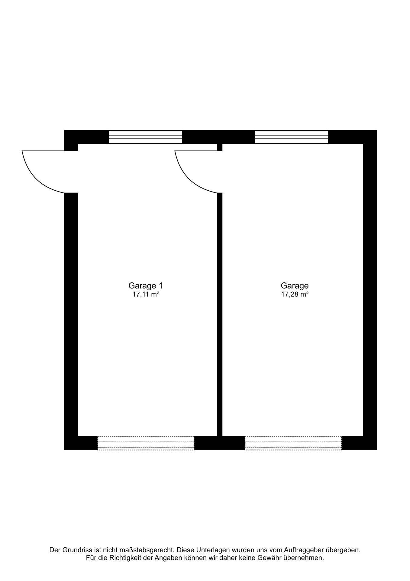 Grundriss einer Doppelgarage mit zwei separaten Stellplätzen, bietet sicheren Parkraum.