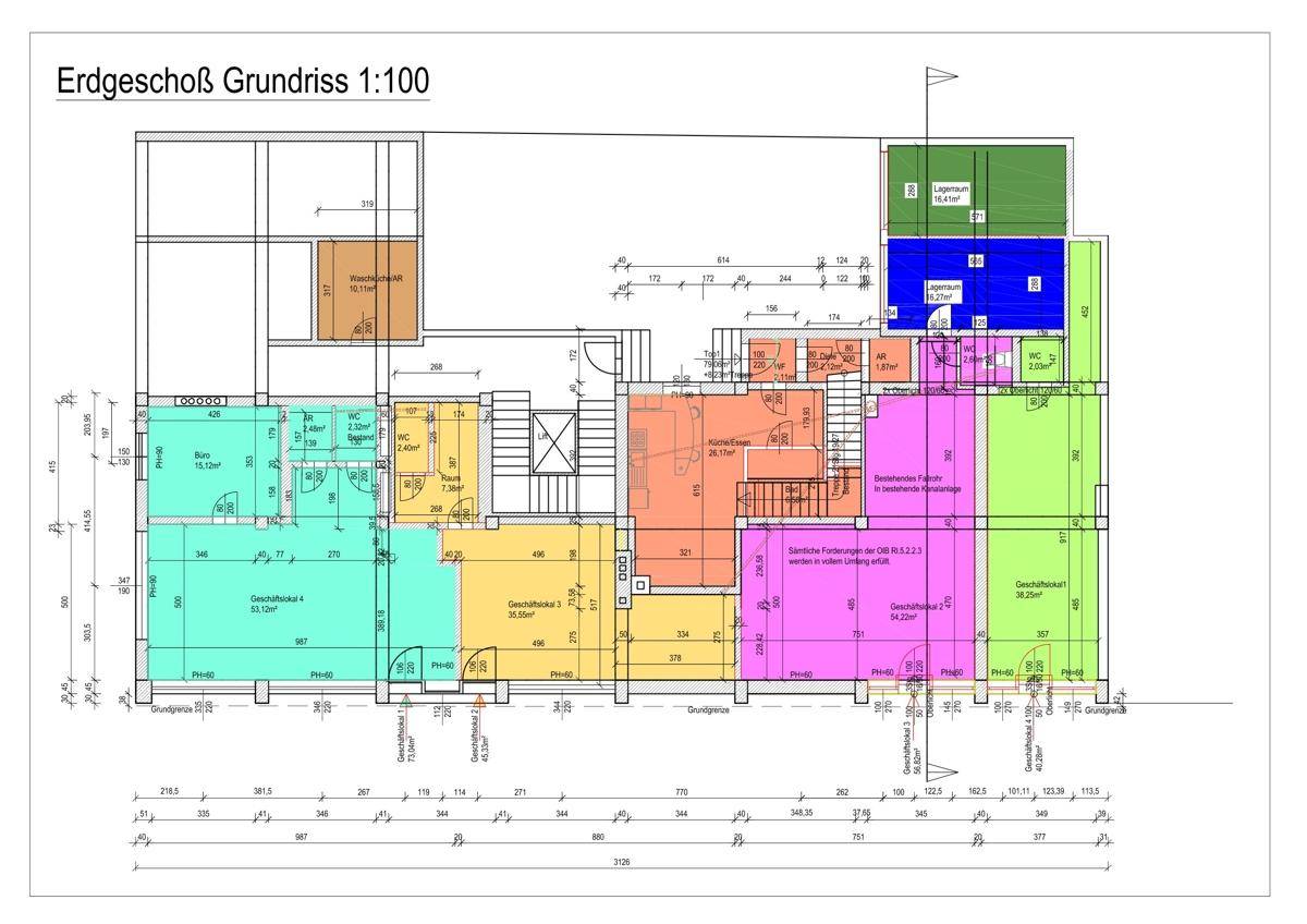 4 Geschäftsflächen im EG und der untere Teil der Maisonettewohnung