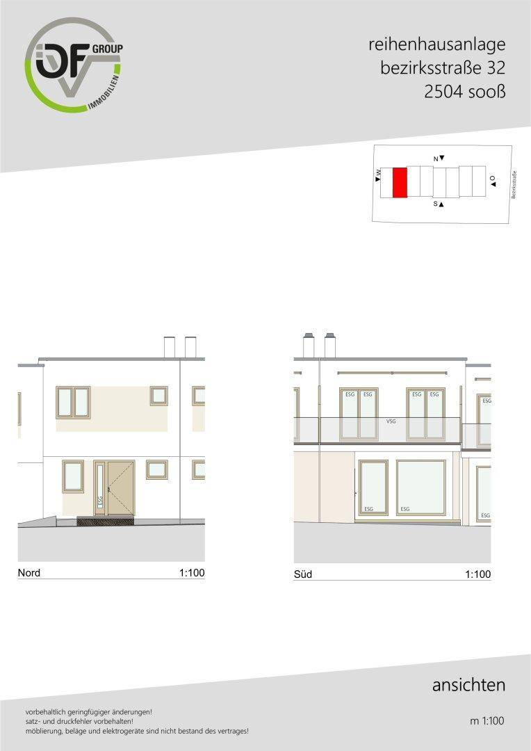 Ansichten von Haus 7 zeigen die Nord- und Südfassade des Gebäudes.